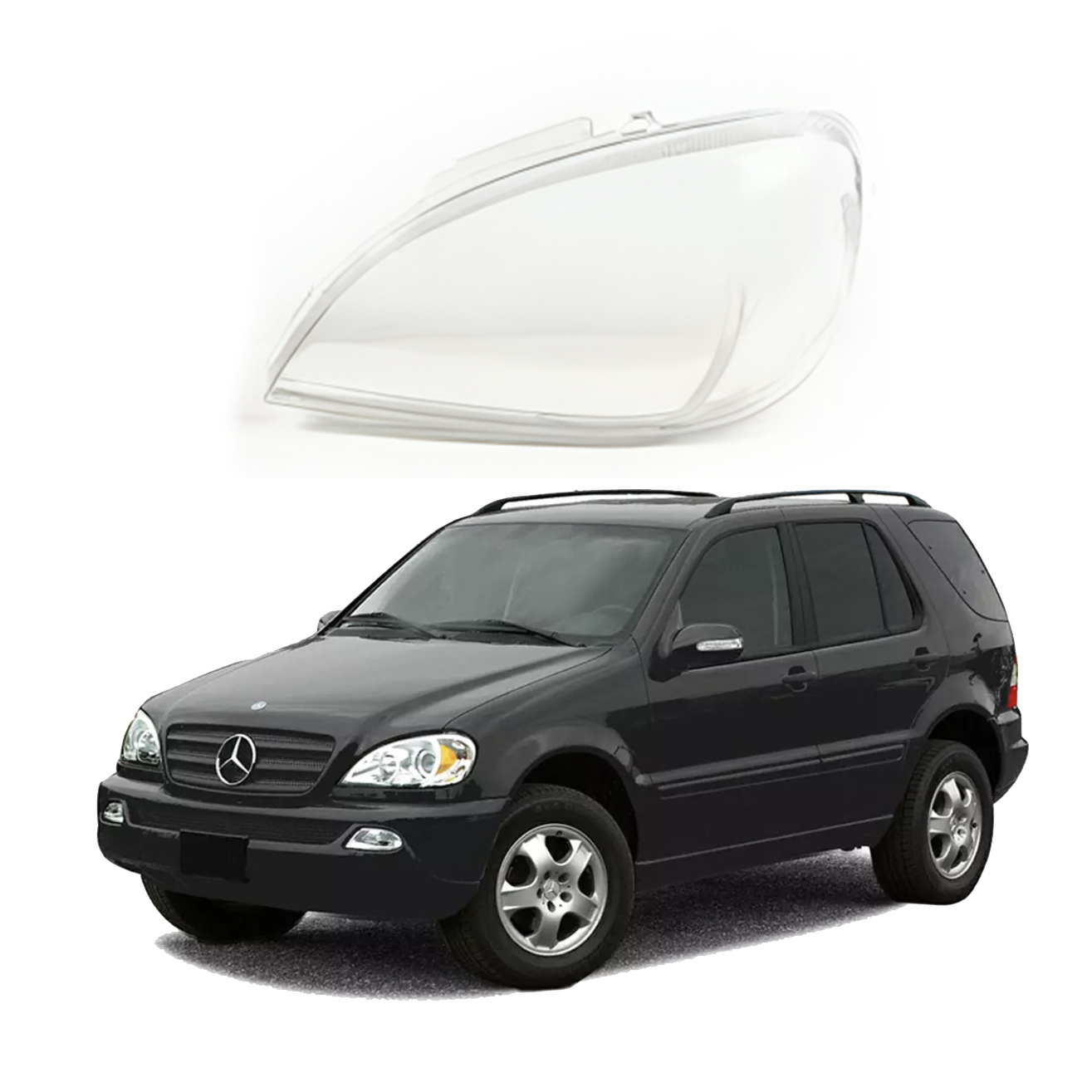 Ляво стъкло за фар на Mercedes-Benz W163 ML (00-05)