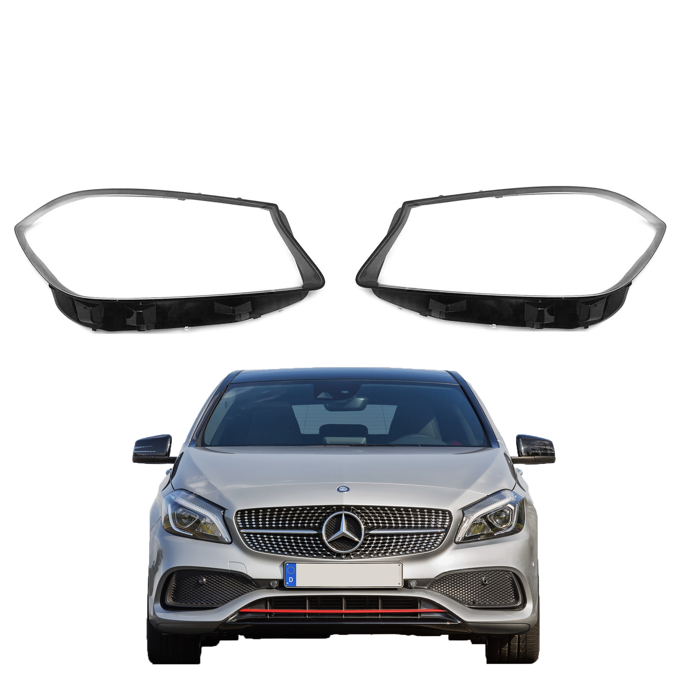 Комплект стъкла за фарове на Mercedes-Benz A class W176 (16-18), ляво 