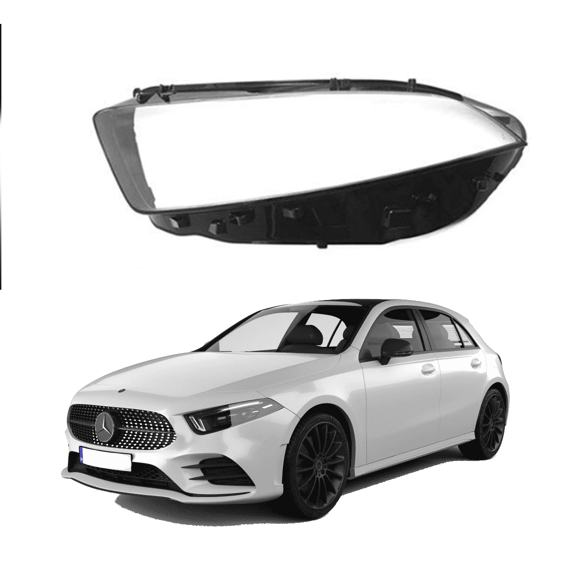 Ляво стъкло за фар на Mercedes-Benz A W177 (19-20)