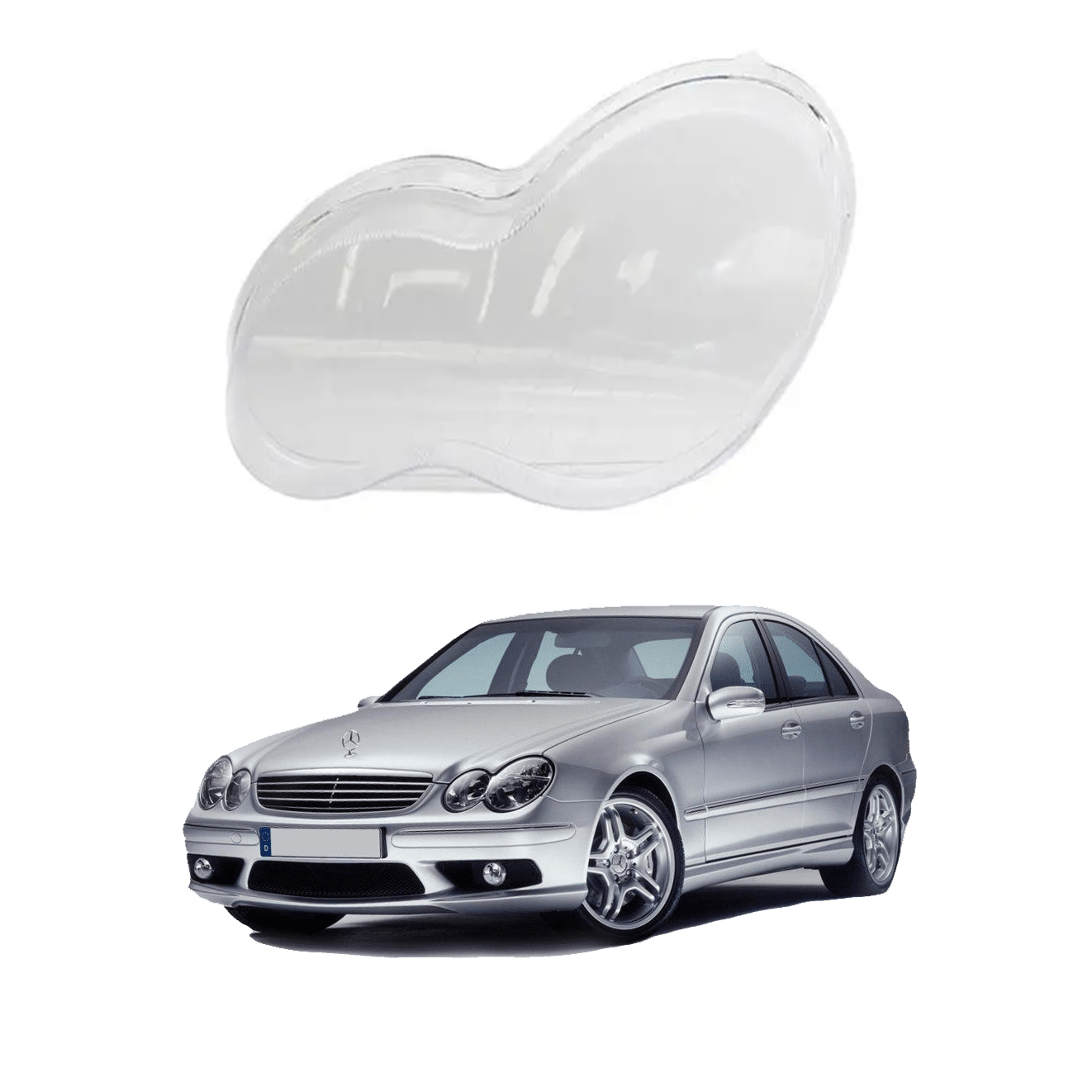 Ляво стъкло за фар на Mercedes-Benz C class W203 (97-01)