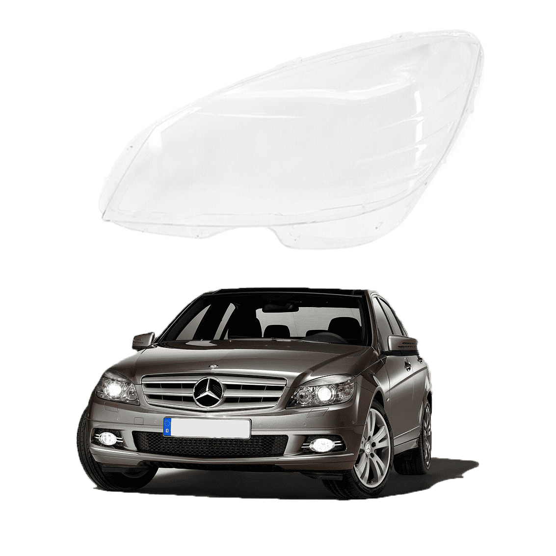 Ляво стъкло за фар на Mercedes-Benz C W204 (09-11)