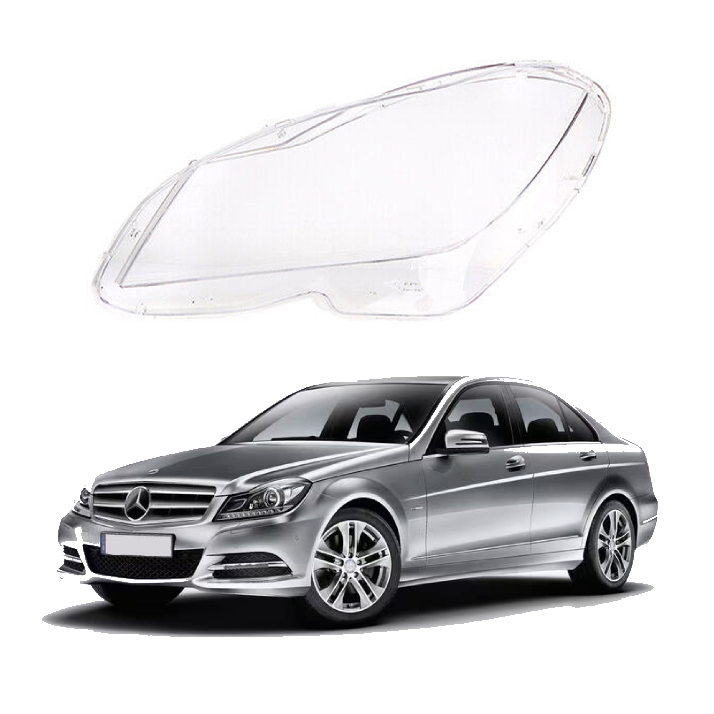 Ляво стъкло за фар на Mercedes-Benz C W204 (11-14)