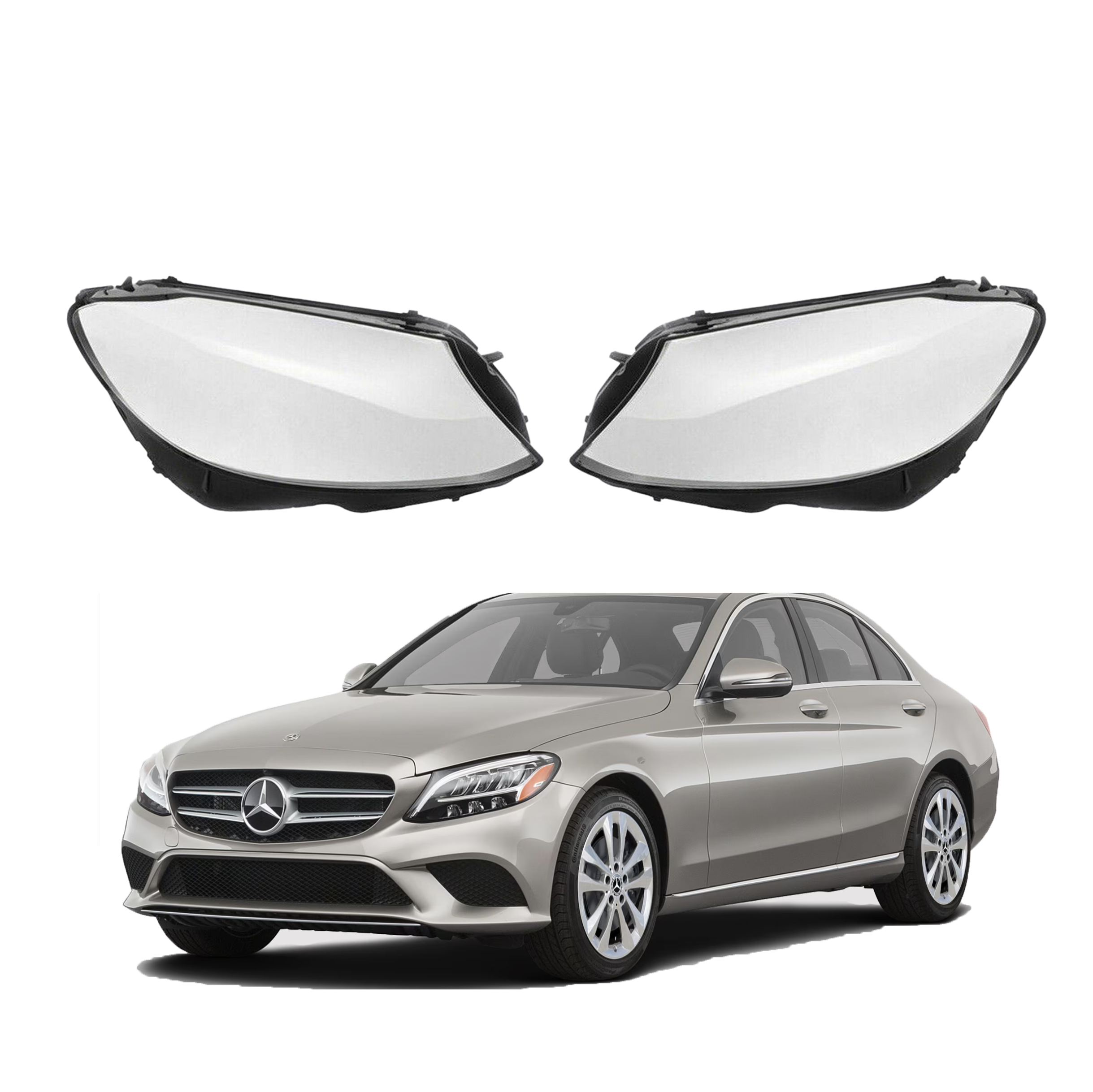 Комплект стъкла за фарове на Mercedes-Benz C class W205 (19-20), ляво 