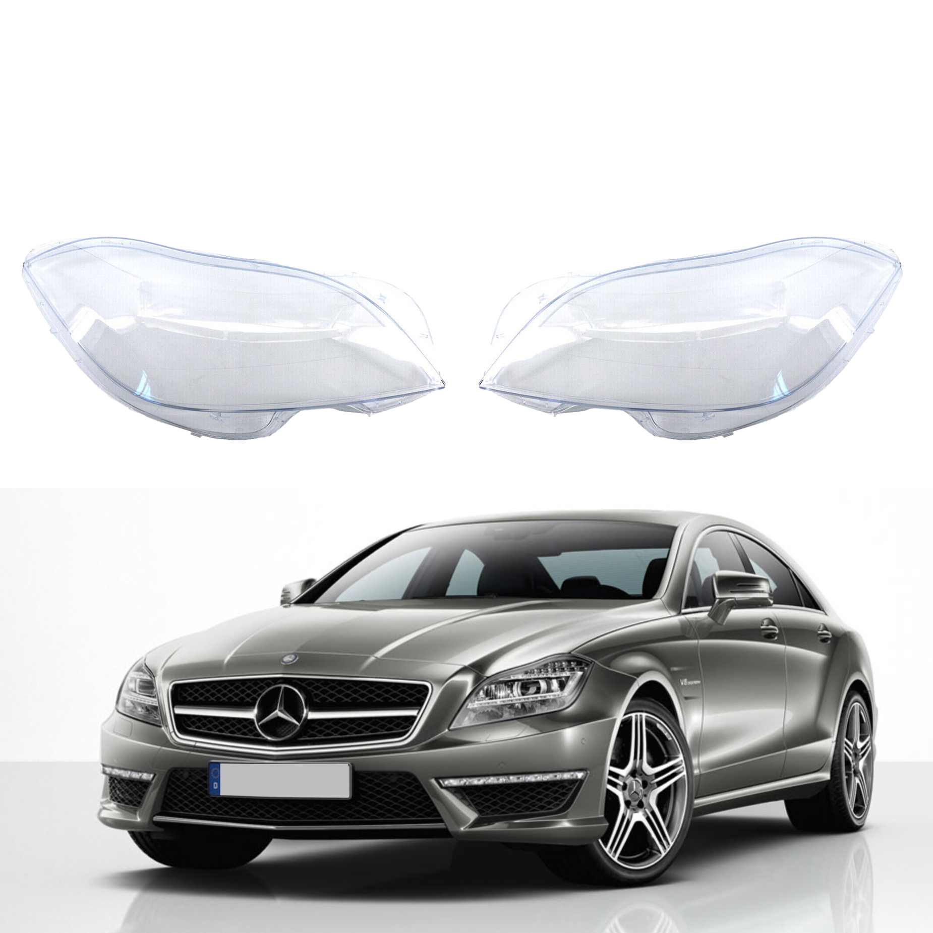 Комплект стъкла за фарове на Mercedes-Benz W218 CLS (12-14), ляво и дя
