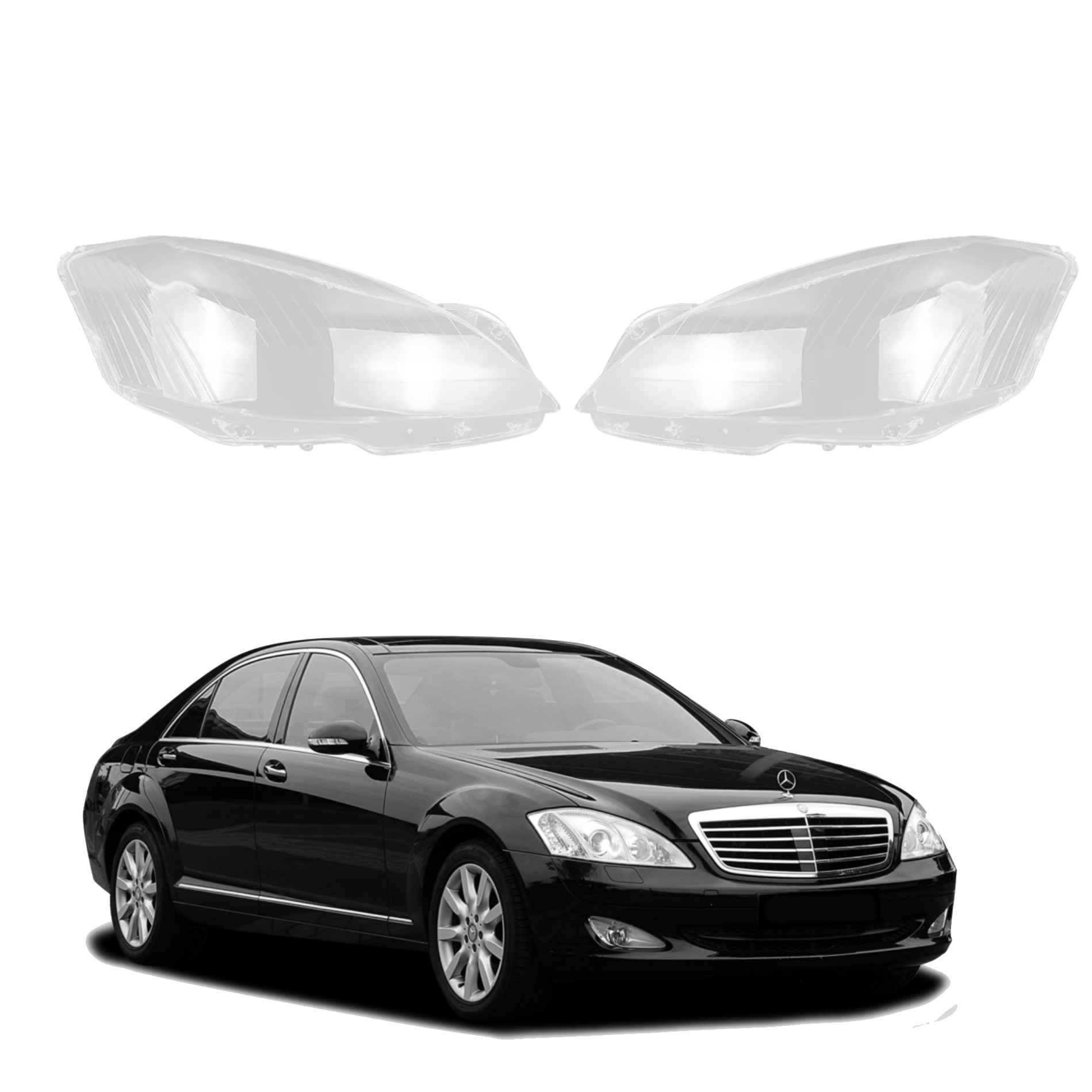 Комплект стъкла за фарове на Mercedes-Benz S class W221 (07-09)