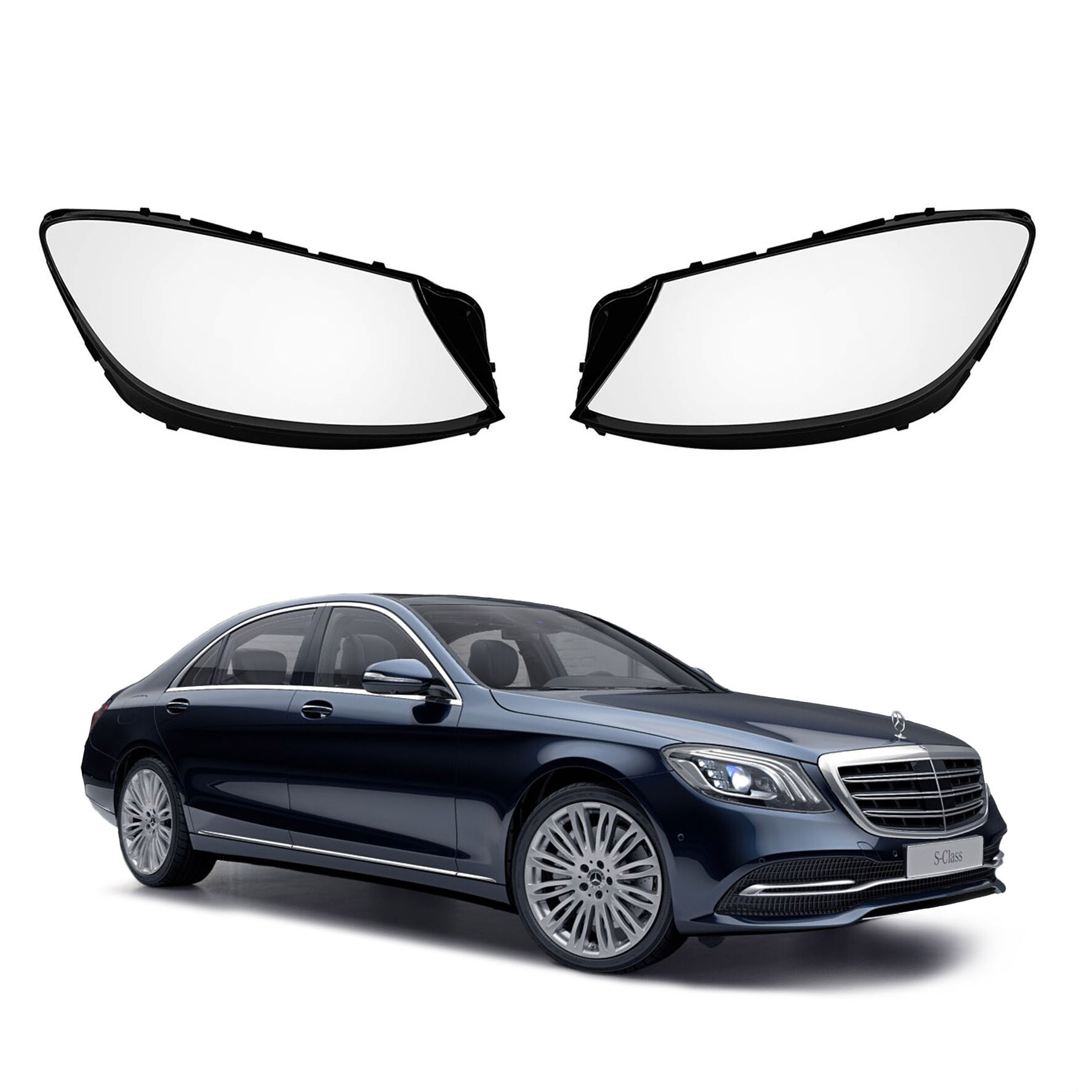 Комплект стъкла за фарове на Mercedes-Benz S class W222 (18-20), ляво 
