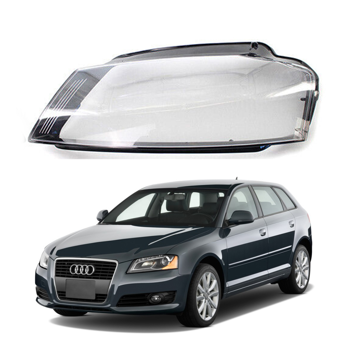 Ляво стъкло за фар на Audi A3 8P (09-12)