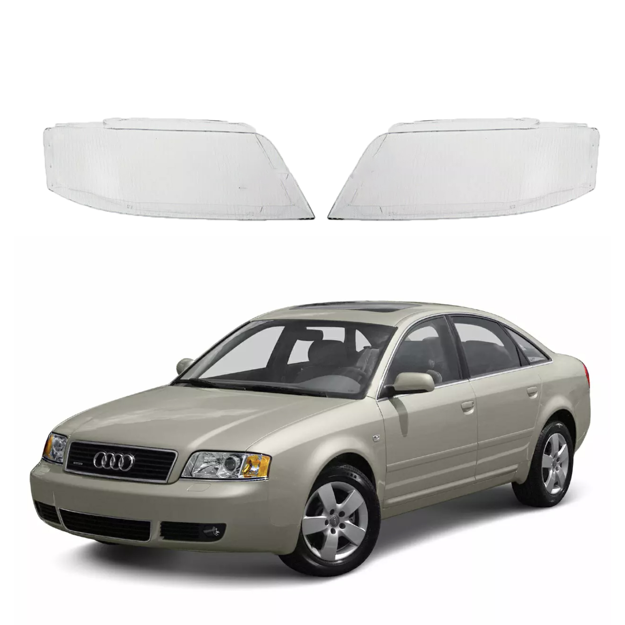 Комплект стъкла за фарове Audi A6 C5 (98-02), ляво и дясно 