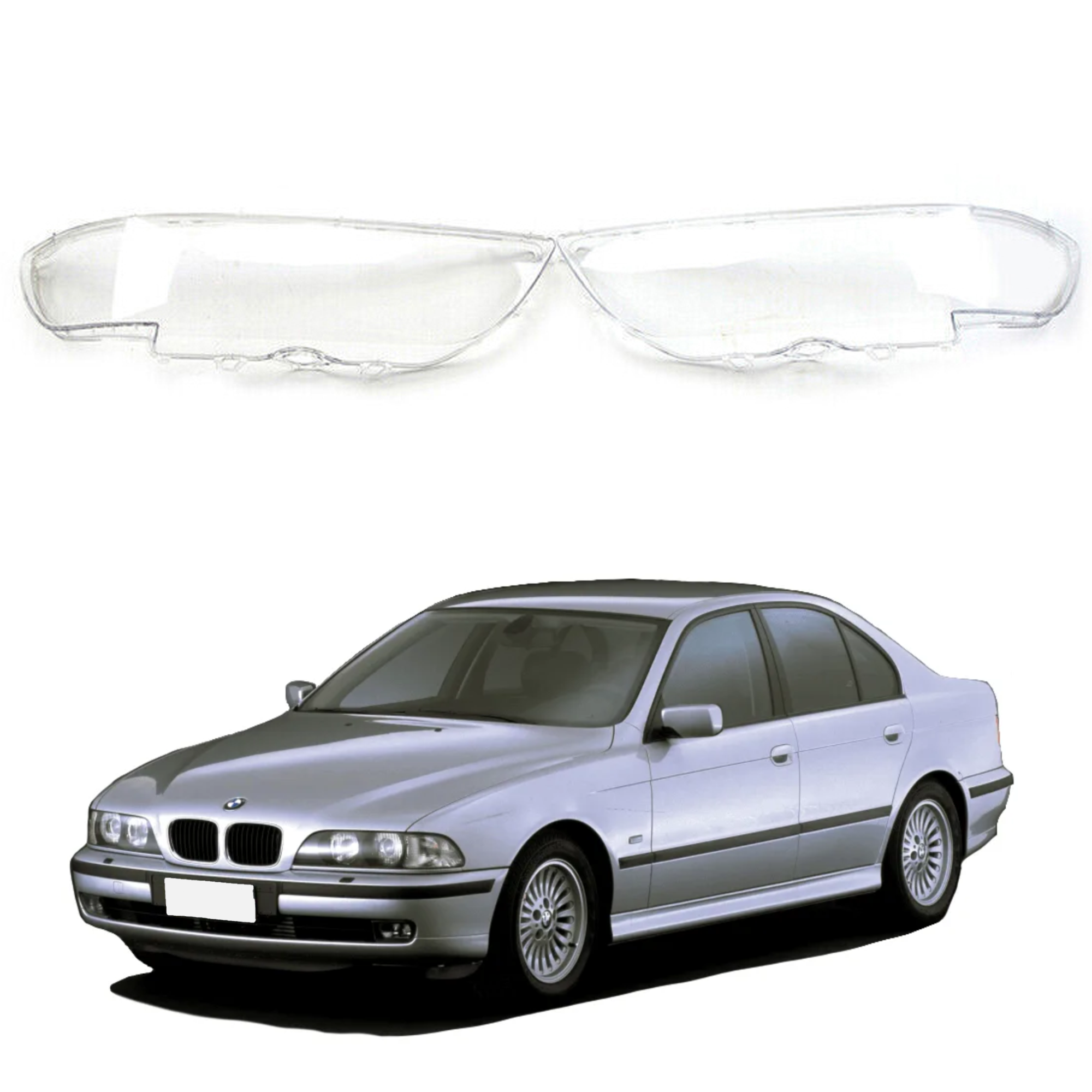 Комплект стъкла за фарове на BMW 5 серия E39 (1995-1999), ляво и дясно