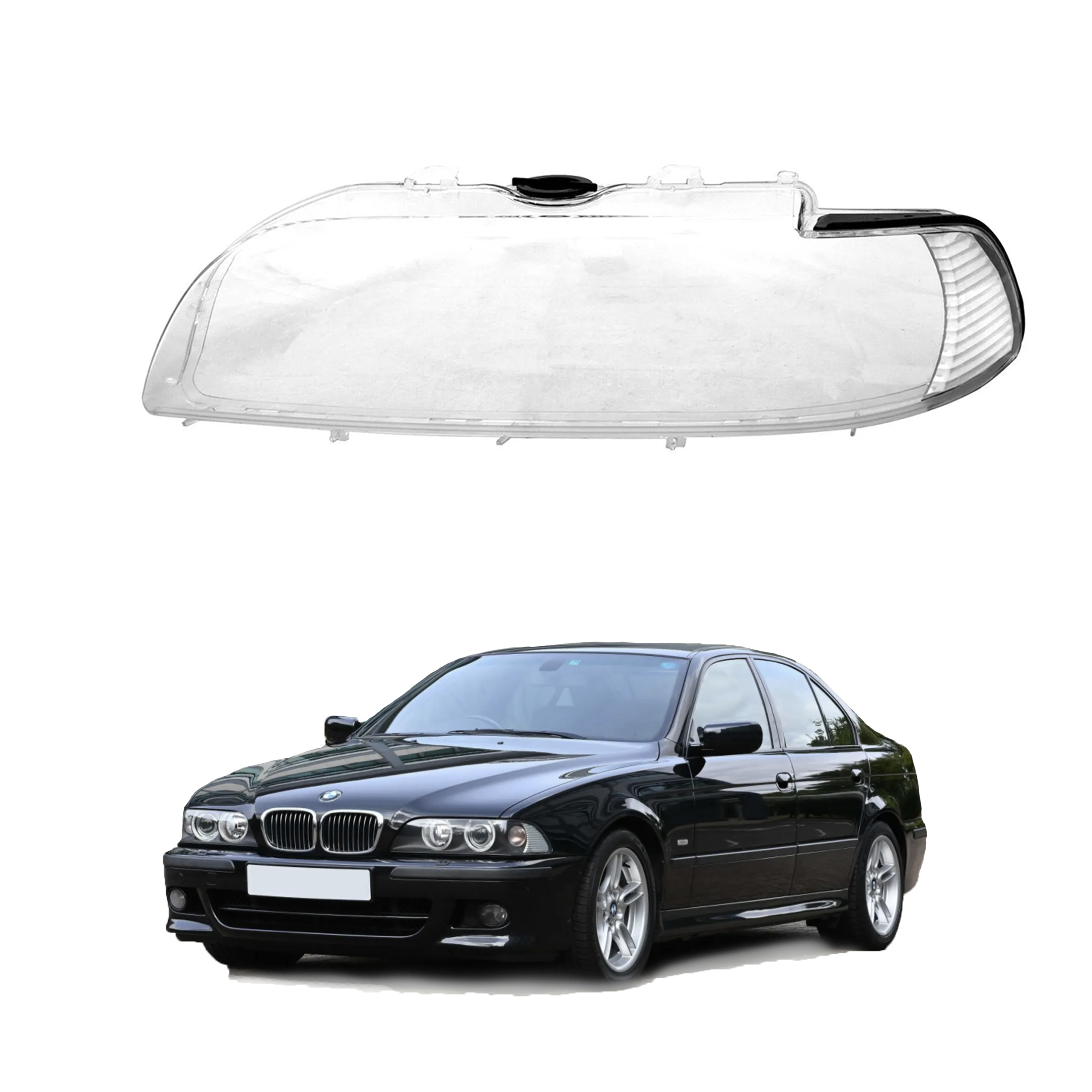 Ляво стъкло за фар за BMW 5 с УПЛЪТНЕНИЯ, 99-03