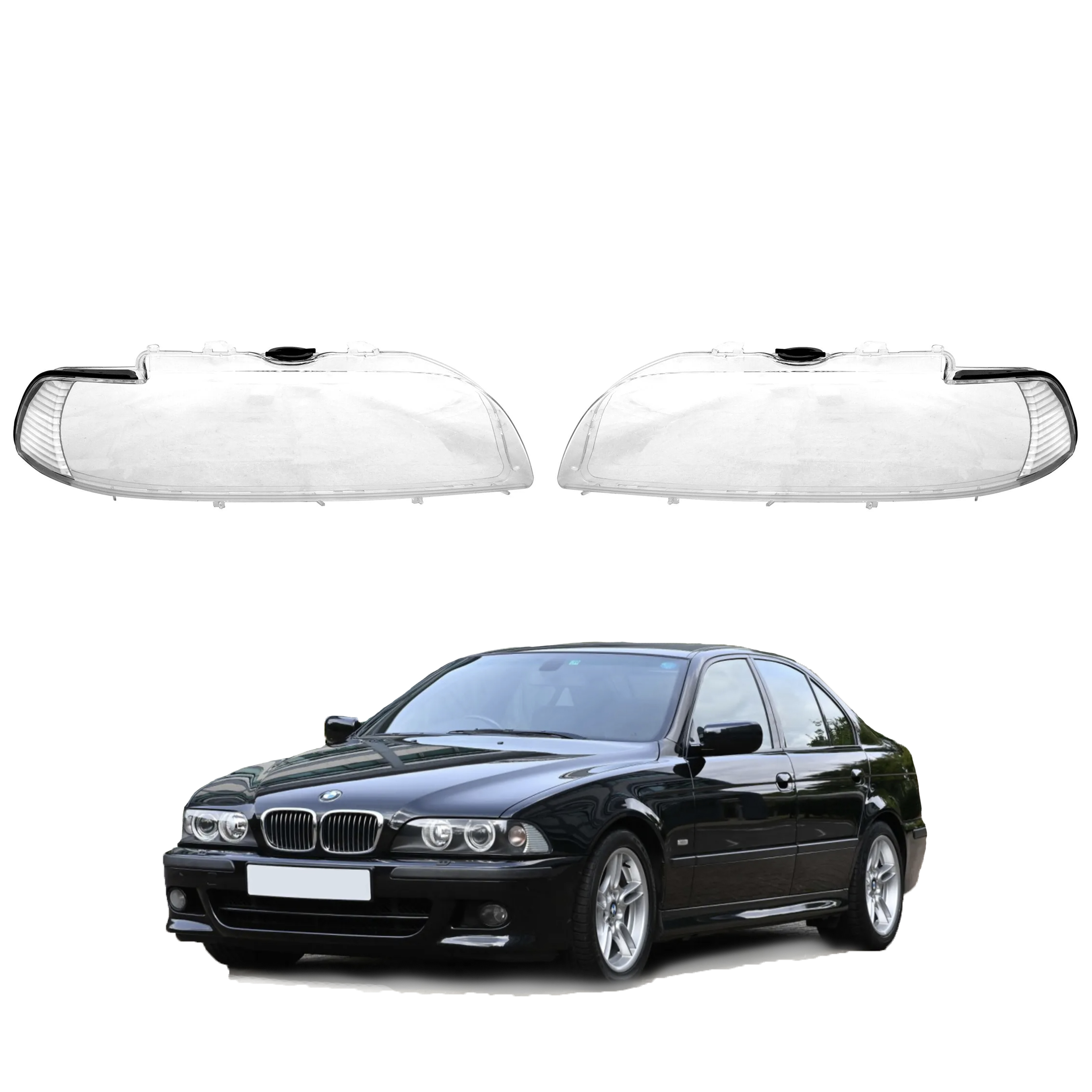 Комплект стъкла за фарове за BMW 5 Серия с УПЛЪТНЕНИЯ (99-03), ляво и 