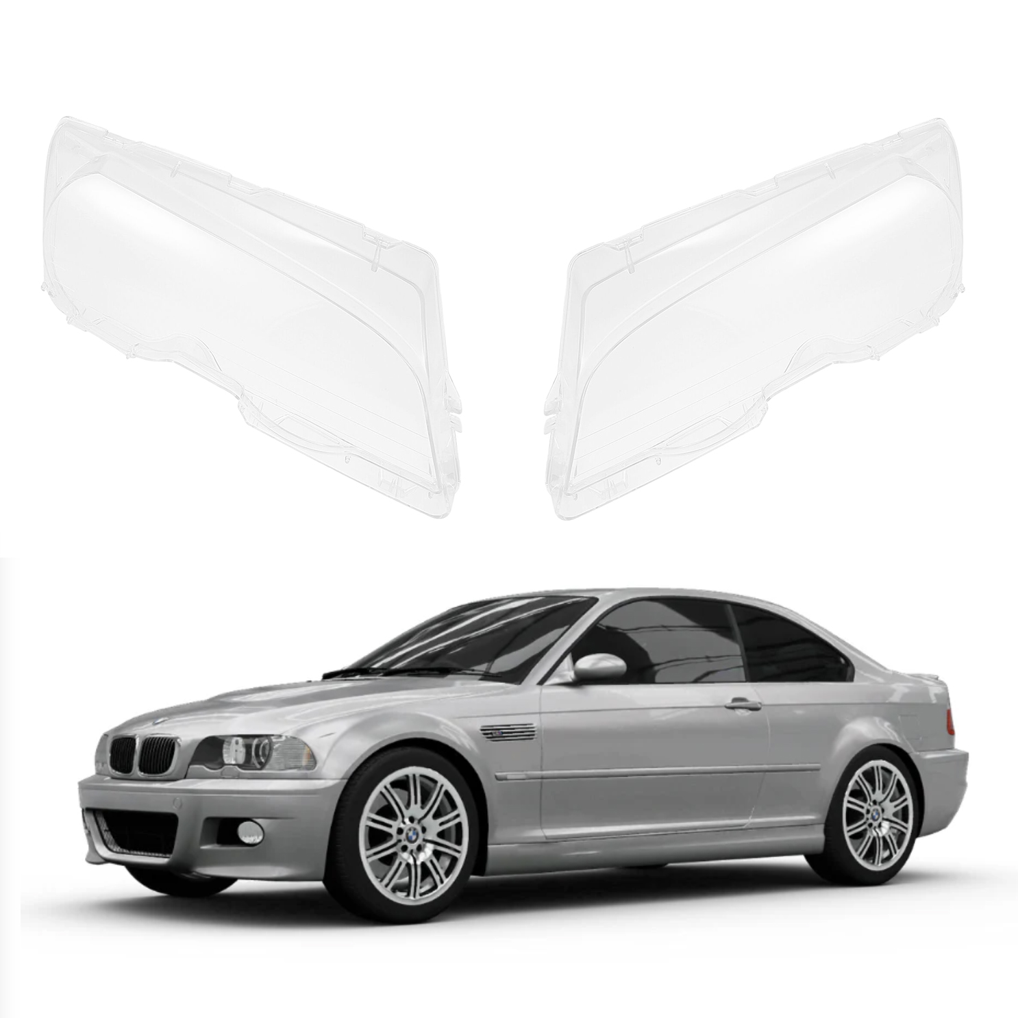 Комплект стъкла за фарове за BMW 3 серия E46 2 врати, (98-02)