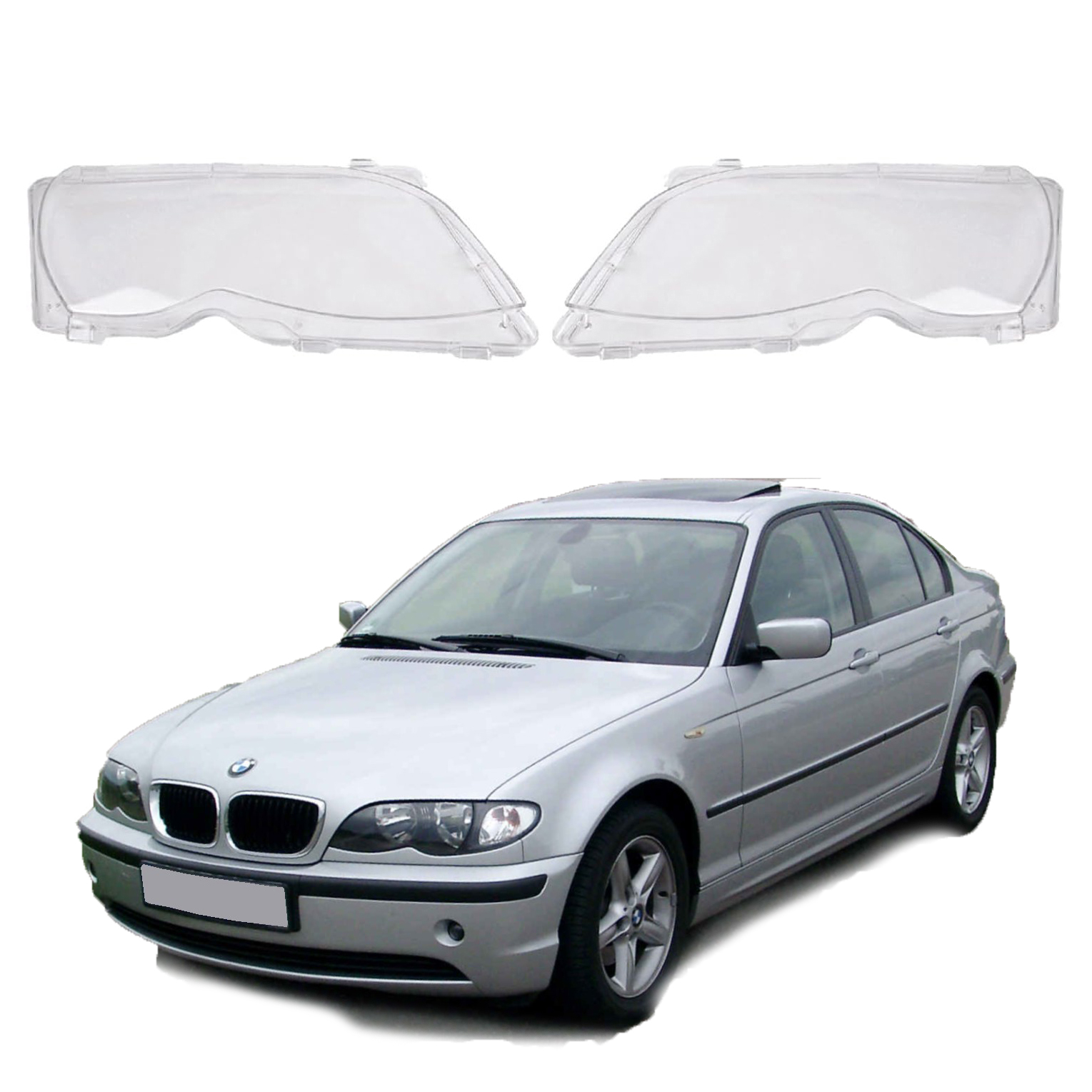 Комплект стъкла за фарове на BMW 3 серия E46 Facelift (02-04)