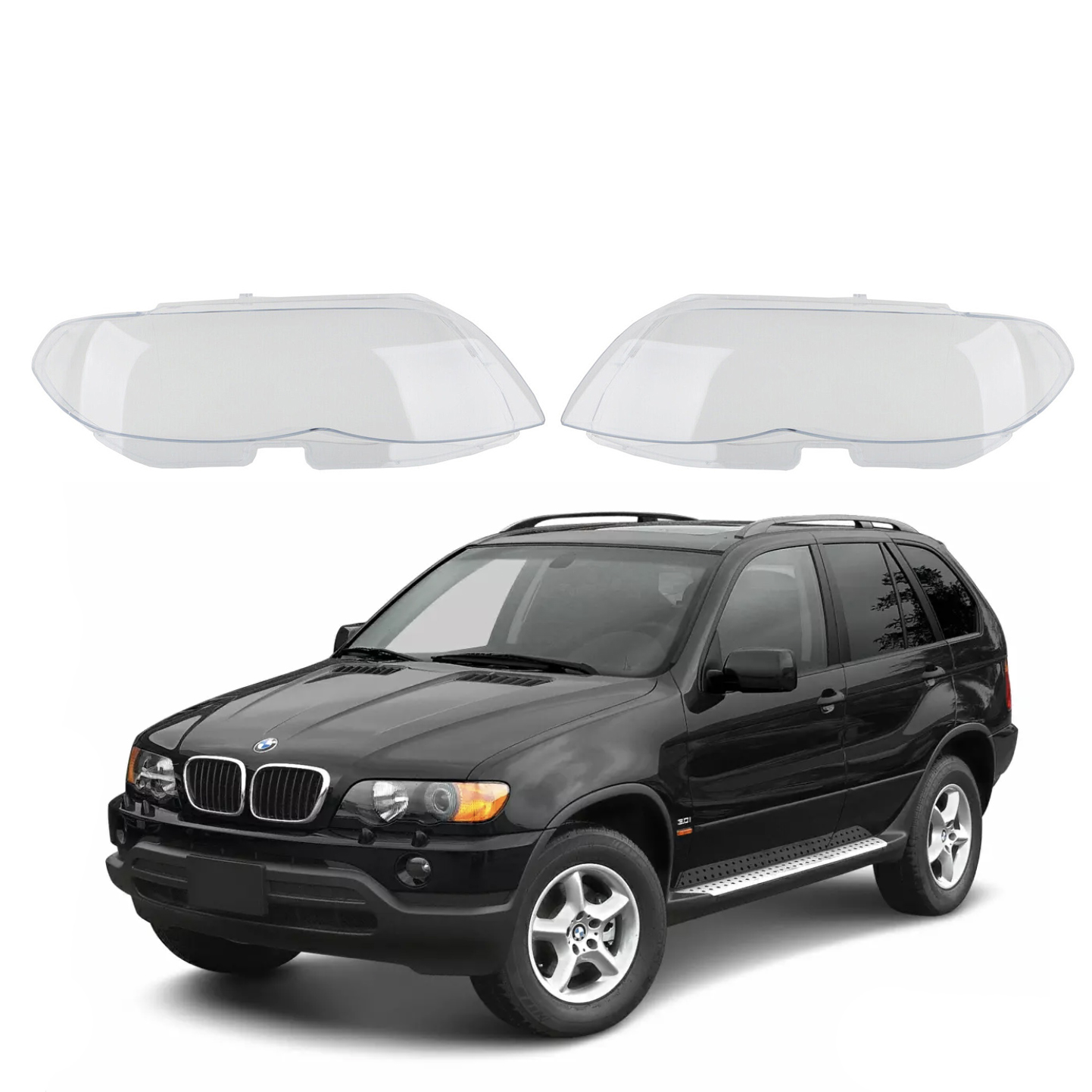 Комплект стъкла за фарове на BMW X5 E53 (00-03), ляво и дясно 