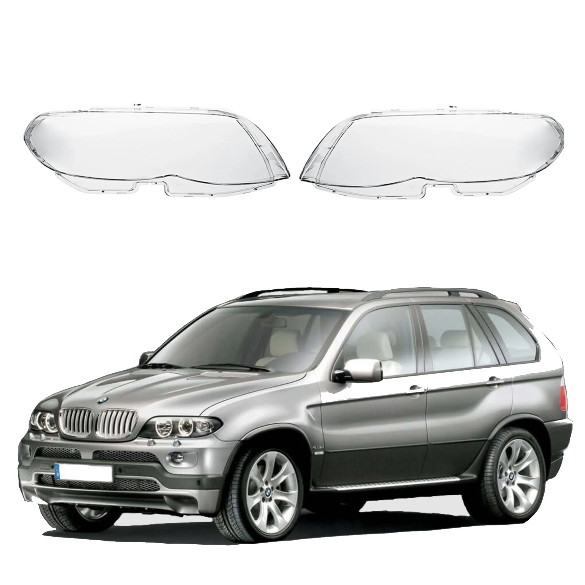 Комплект стъкла за фарове на BMW X5 E53 (04-06), ляво и дясно 