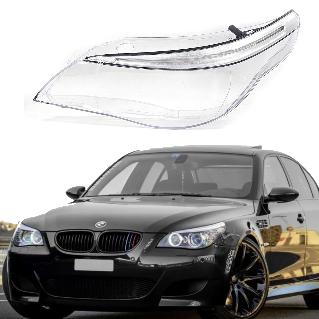 Ляво стъкло за фар с вежди за BMW 5 E60 E61 facelift Dynamic drive, 20