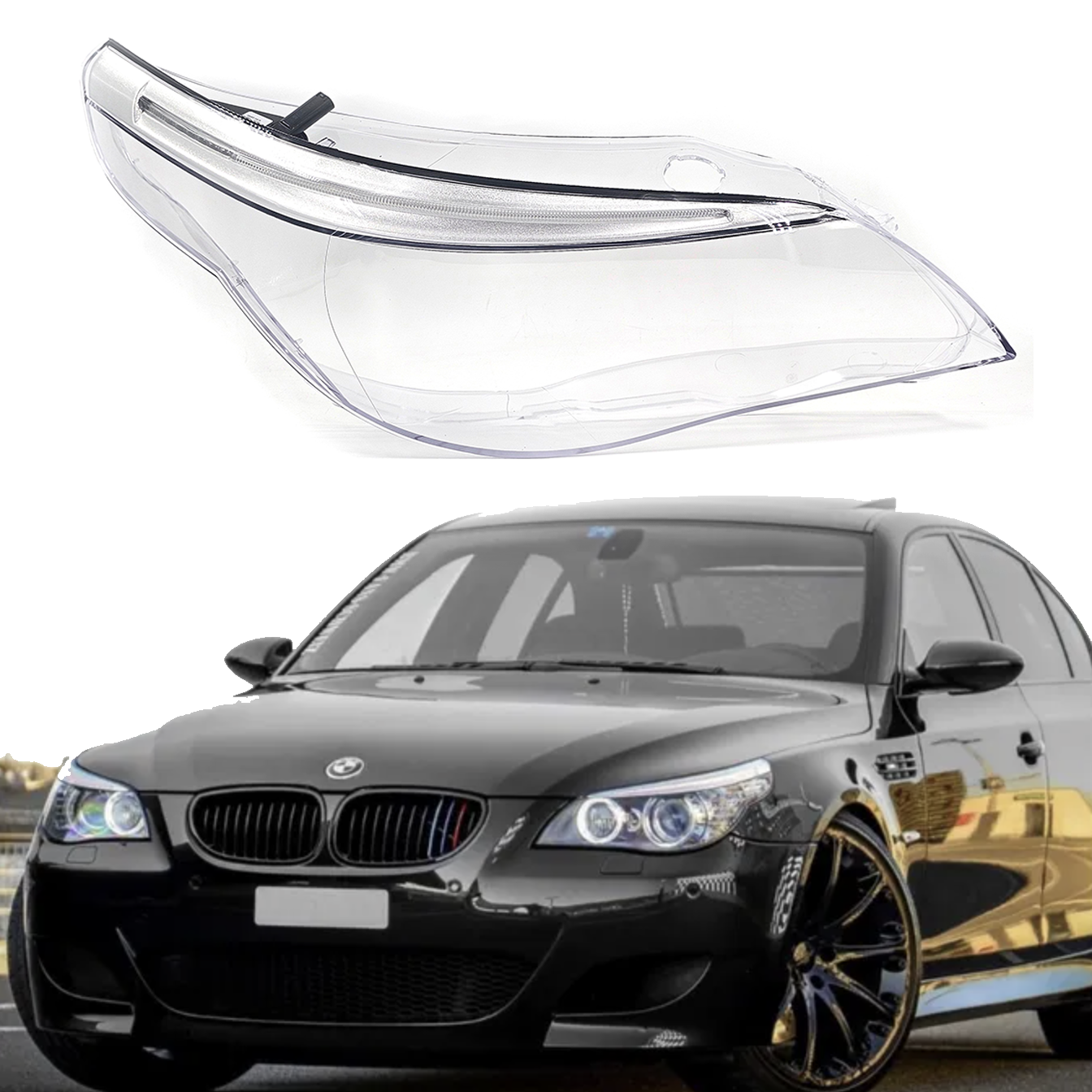 Дясно стъкло за фар с вежди за BMW 5 E60 E61 facelift Dynamic drive, 2