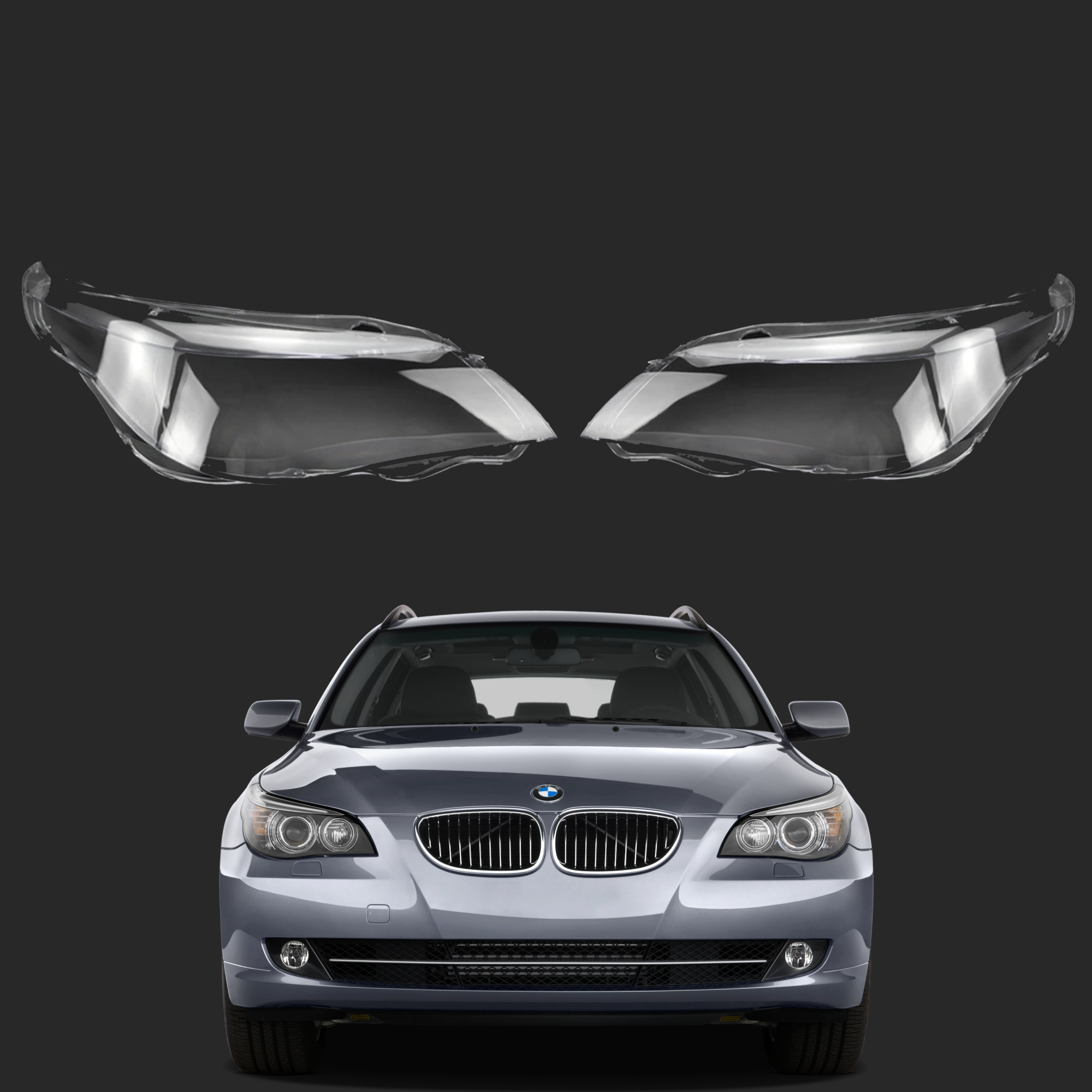 Комплект стъкла за фарове на BMW 5 E60 E61 с Dinamic drive, (04-10)