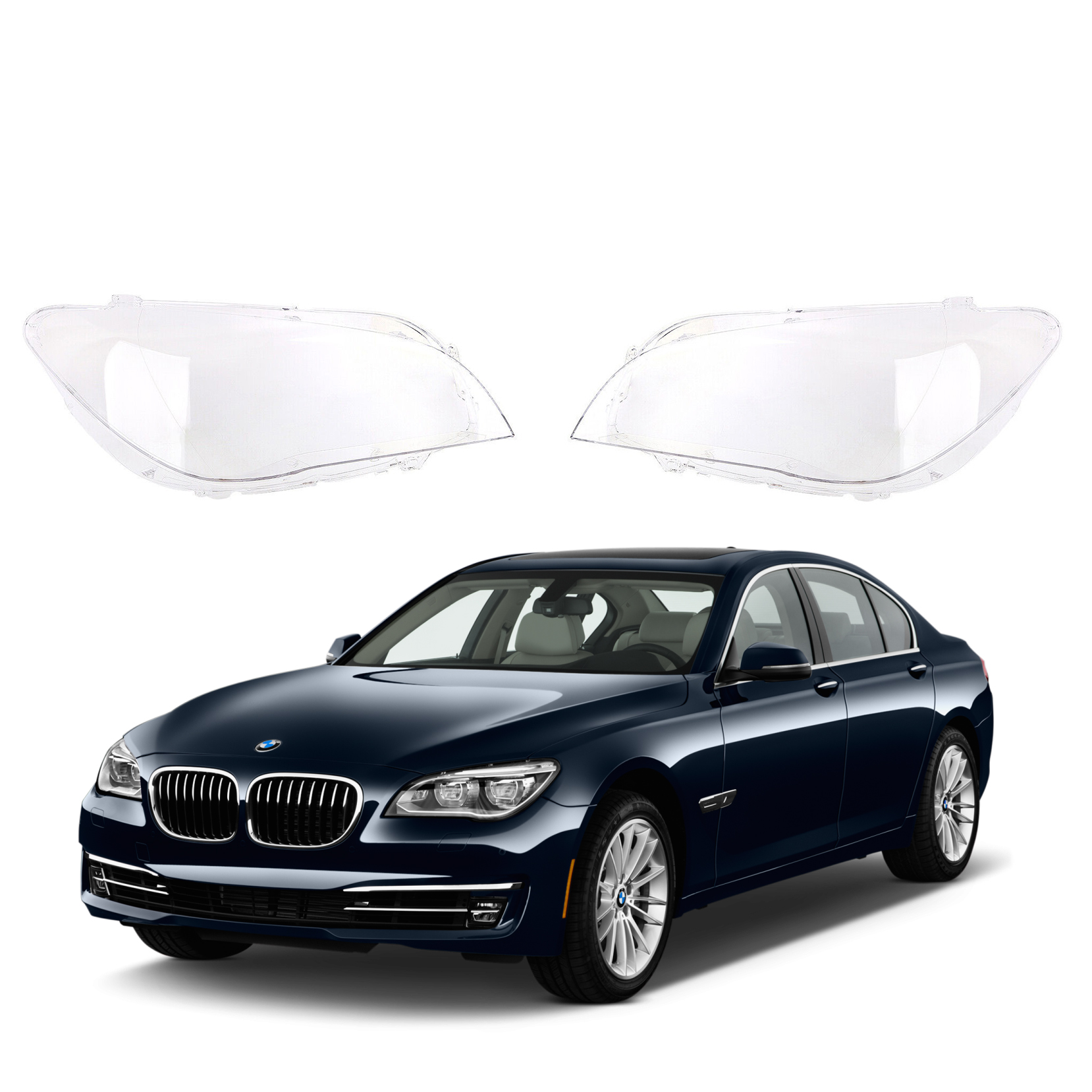 Комплект стъкла / капаци за фарове за BMW 7 Серия F01 F02 (08-15), ляв