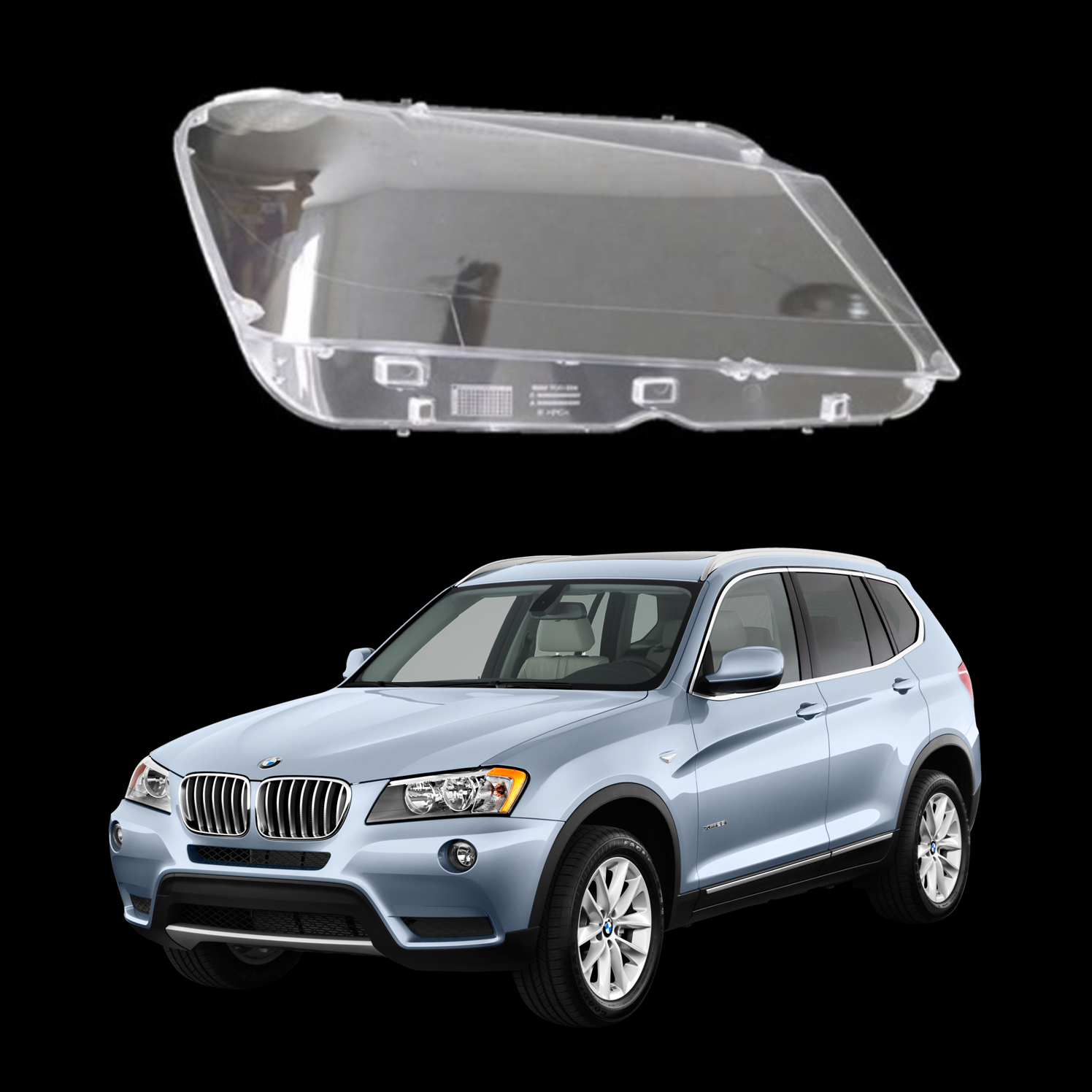 Дясно стъкло / капак за фар за BMW X3 F25 (10-14)