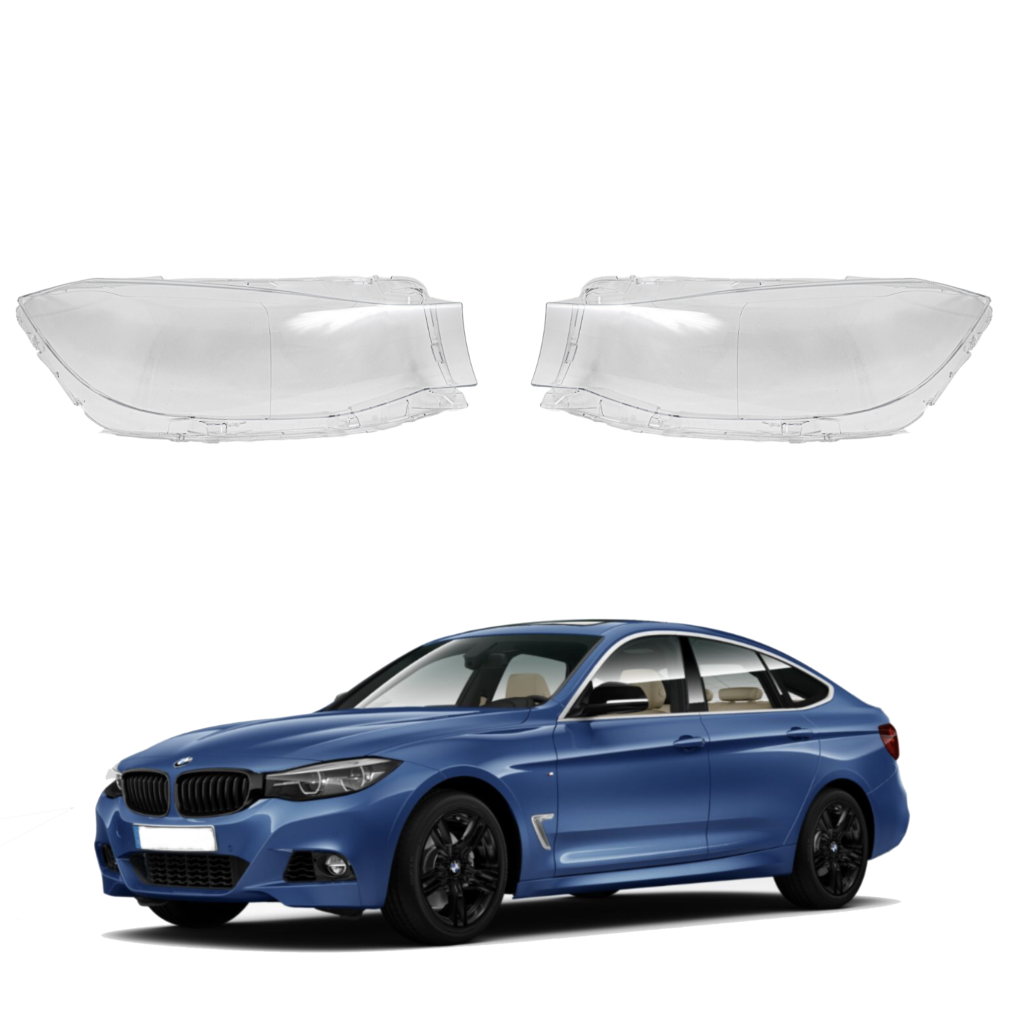 Комплект стъкла / капаци за фарове за BMW 3 Серия GT F34 (16-20), ляво