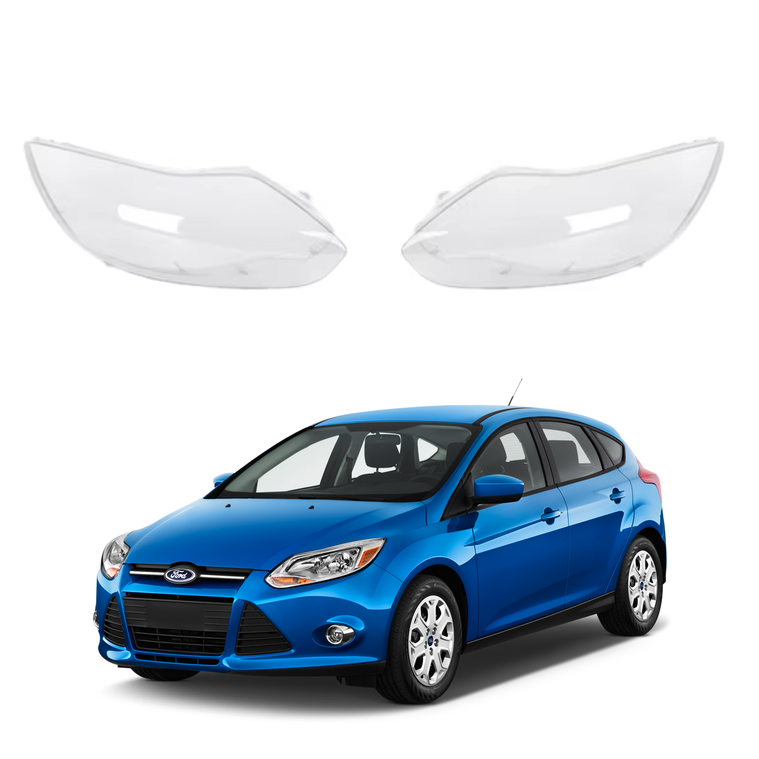 Комплект стъкла / капаци за фарове за Ford Focus, (12-14), ляво и дясн