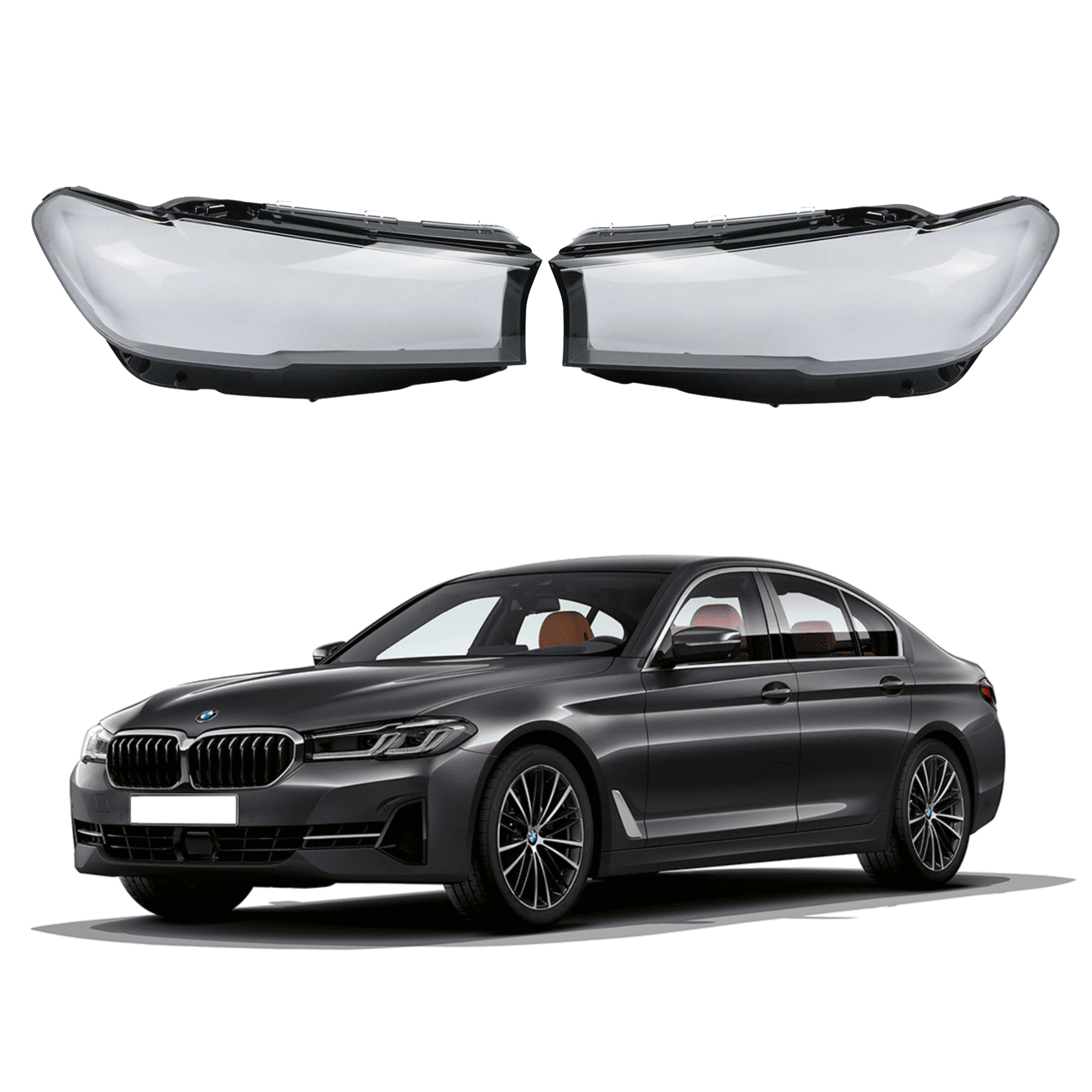 Комплект стъкла за фарове на BMW 5 серия G30 G38 Facelift (2020-2022),