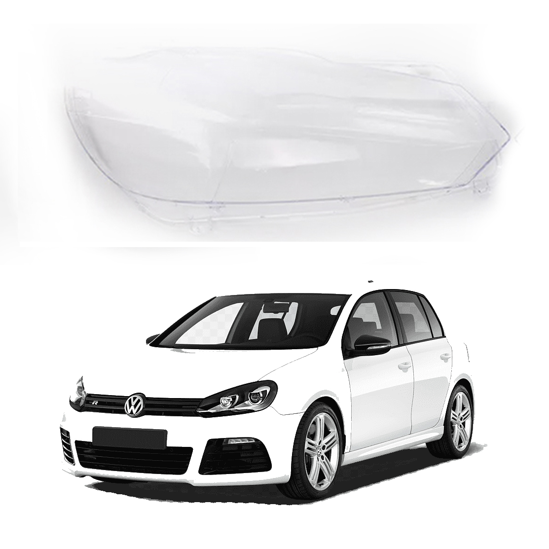 Дясно стъкло / капак за фар за VW Golf 6 (09-13)