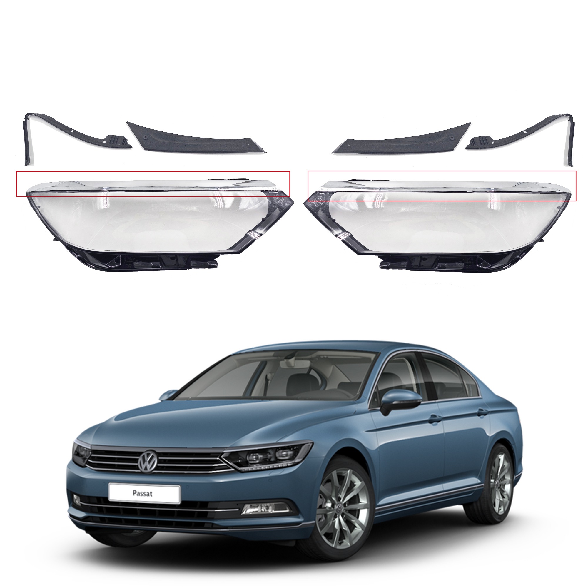 Комплект стъкла / капаци за фарове VW Passat B8 IQ Light FULL LED Matr