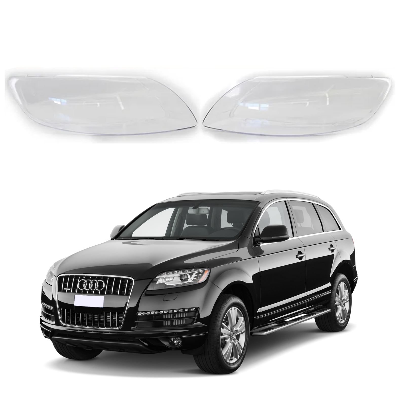 Комплект стъкла / капаци за фарове Audi Q7 (09-16), ляво и дясно 