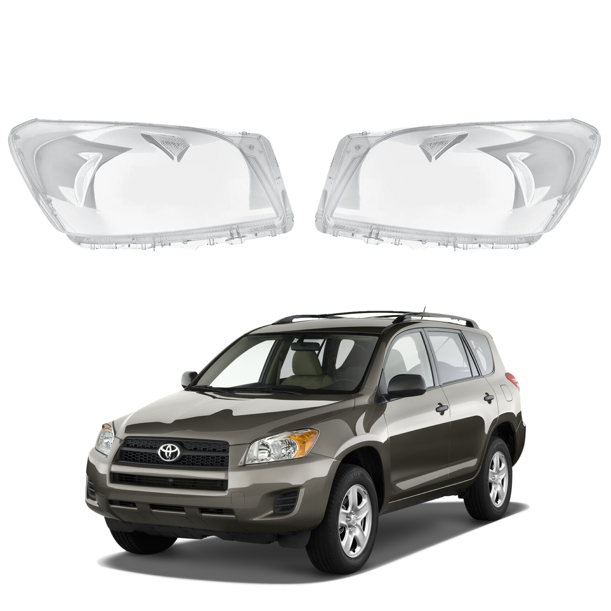 Комплект стъкла / капаци за фарове Toyota RAV4 (08-11), ляво и дясно 