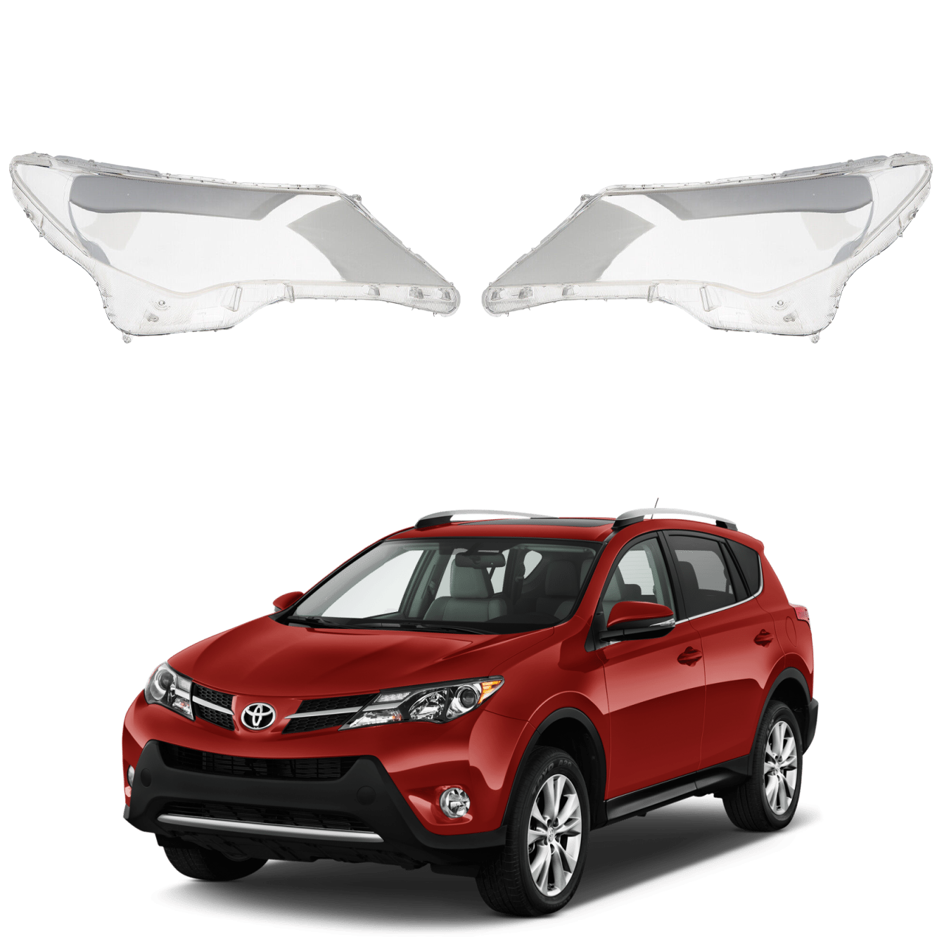 Комплект стъкла / капаци за фарове Toyota RAV4 (13-15), ляво и дясно 