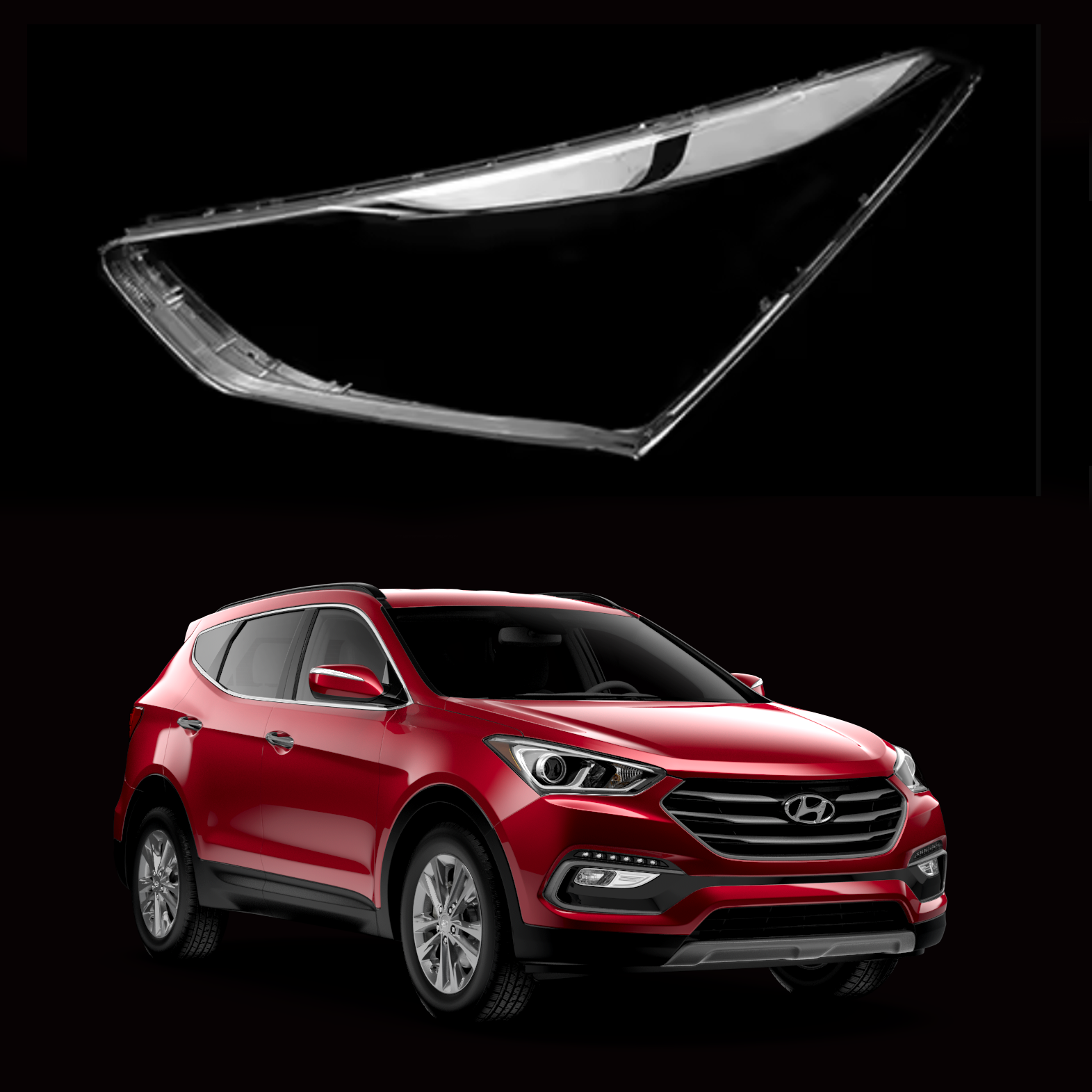 Ляво стъкло за фар на Hyundai Santa Fe (2017-2019)