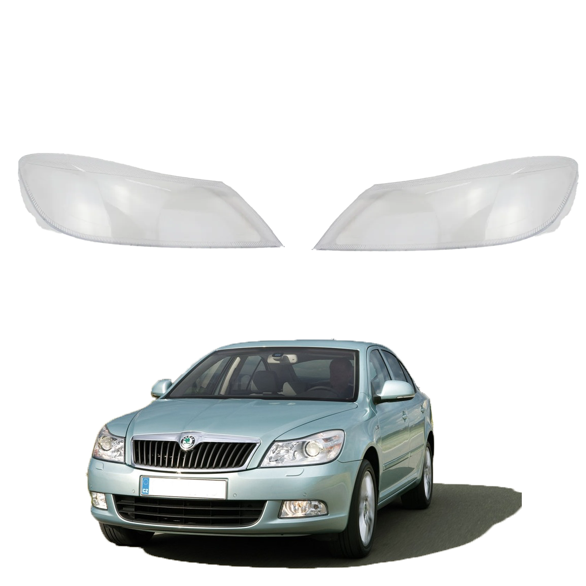 Комплект стъкла / капаци за фарове Skoda Octavia A6 (09-13)