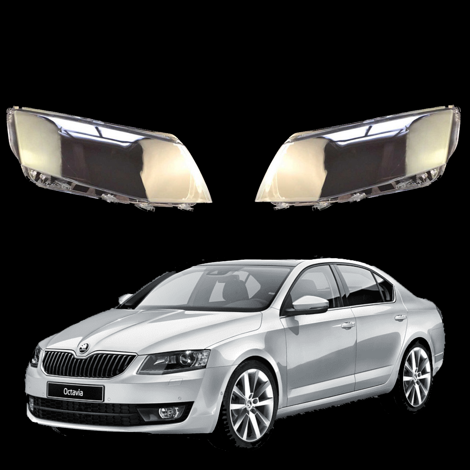 Комплект стъкла / капаци за фарове Skoda Octavia 3 A7 (14-17)
