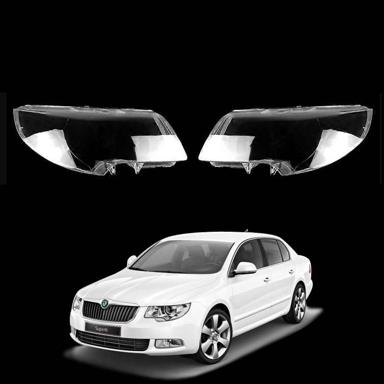 Комплект стъкла / капаци за фарове Skoda Superb 2 (09-12), ляво и дясн