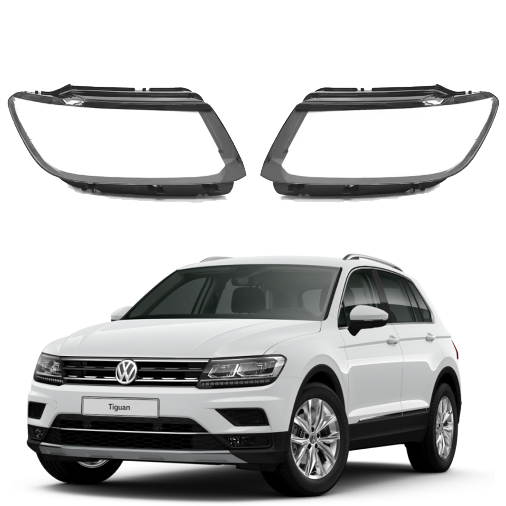 Комплект стъкла за Xenon фарове на VW Tiguan (2017-2020), ляво и дясно