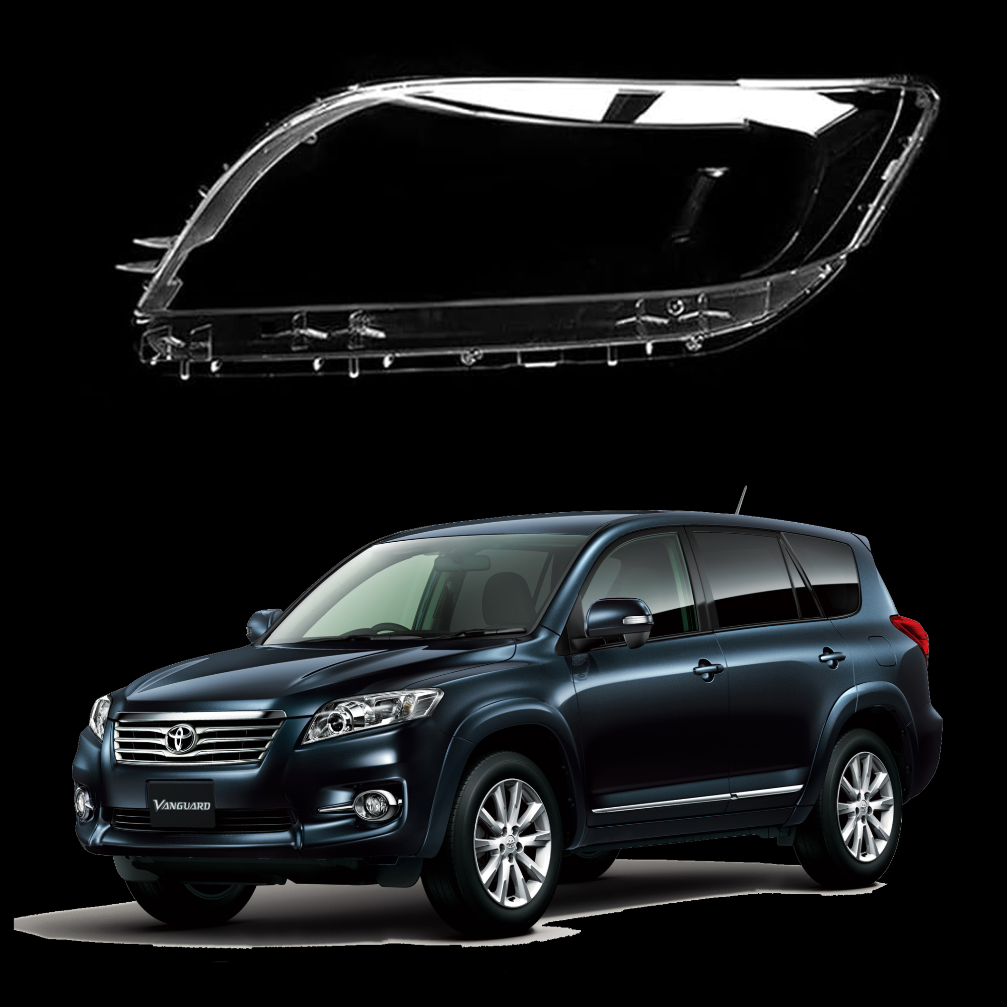 Ляво стъкло за фар на Toyota Rav4 Vanguard (2007-2016)