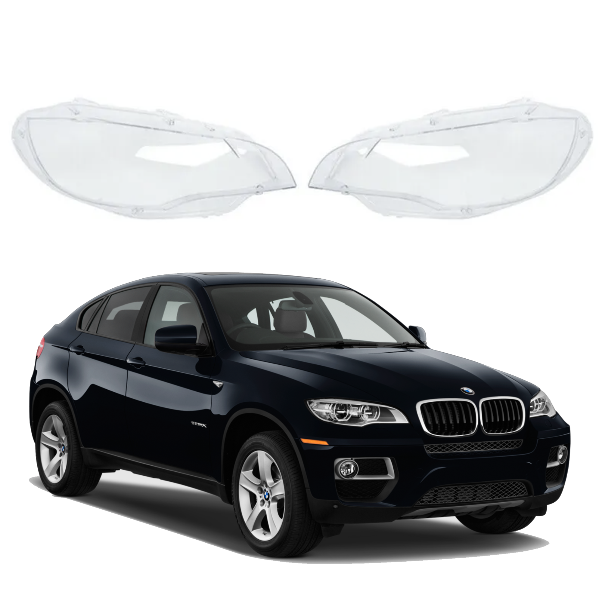 Комплект стъкла / капаци за LED фар на BMW X6 E71 (2006-2014), ляво и 