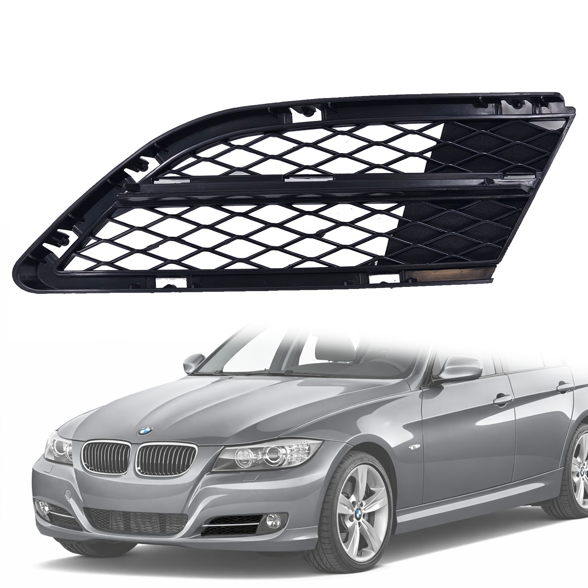 Решетка за ляв халоген в предна броня на BMW 3 серия E90 E91 LCI / Fac