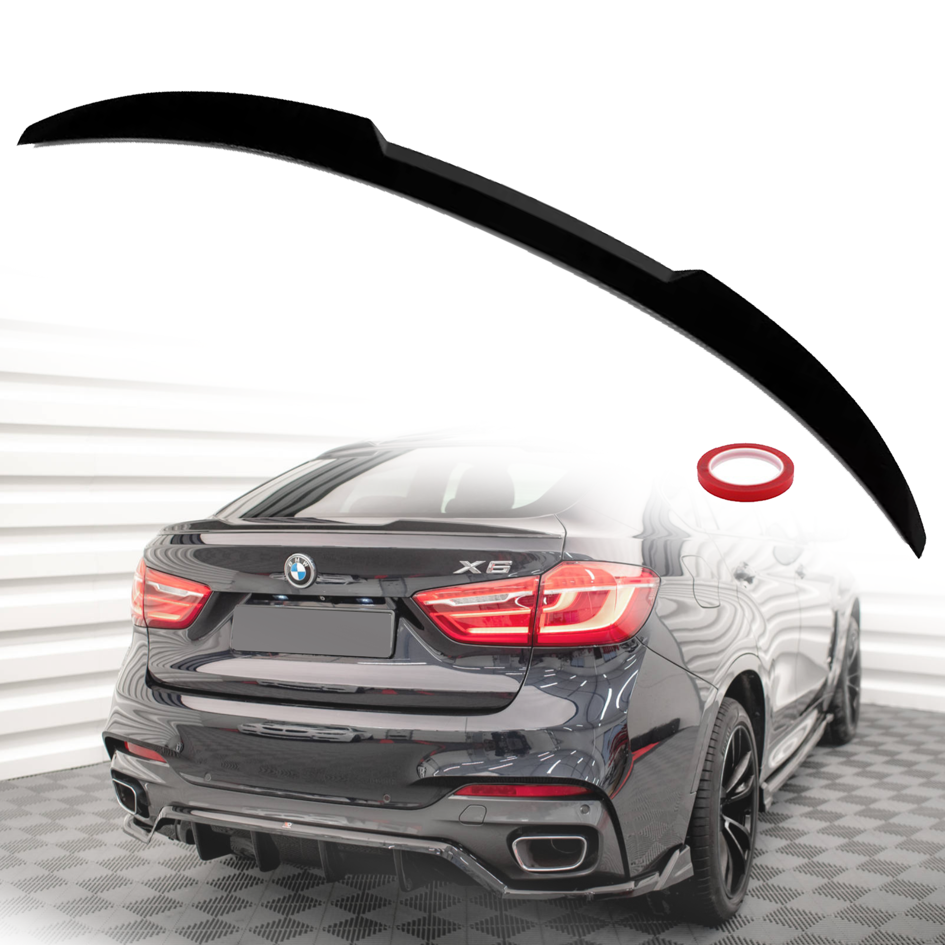 Лип спойлер за багажник M4 style на BMW X6 F16 (2019+),  черен гланц
