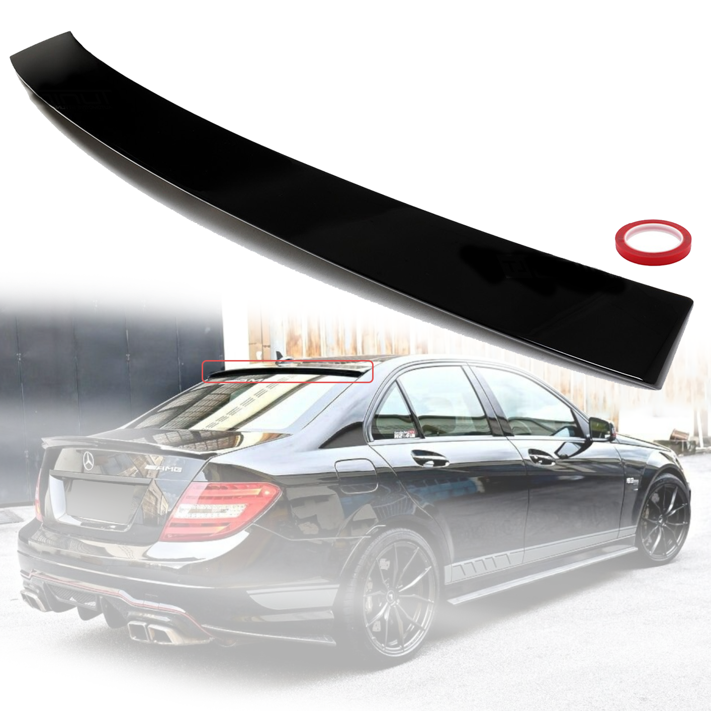 Заден спойлер за таван на Mercedes C class W204 (2006-2014), черен гла
