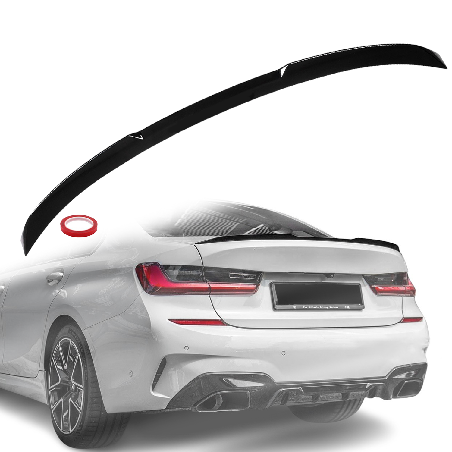 Лип спойлер за багажник M3 style на BMW 3 серия G20 (2020+), черен гла
