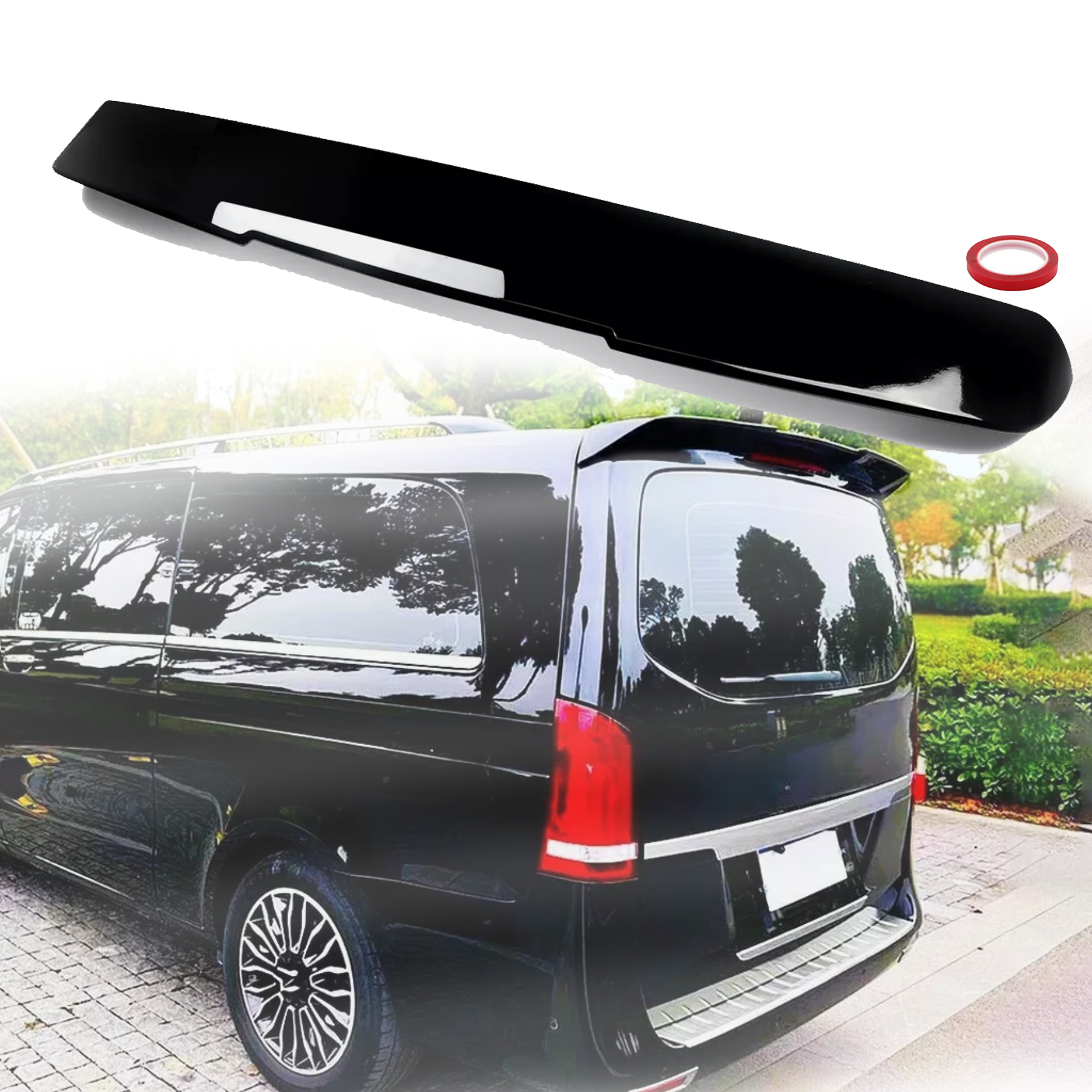 Заден спойлер за таван на Mercedes V class Vito V160 (2016+), черен гл