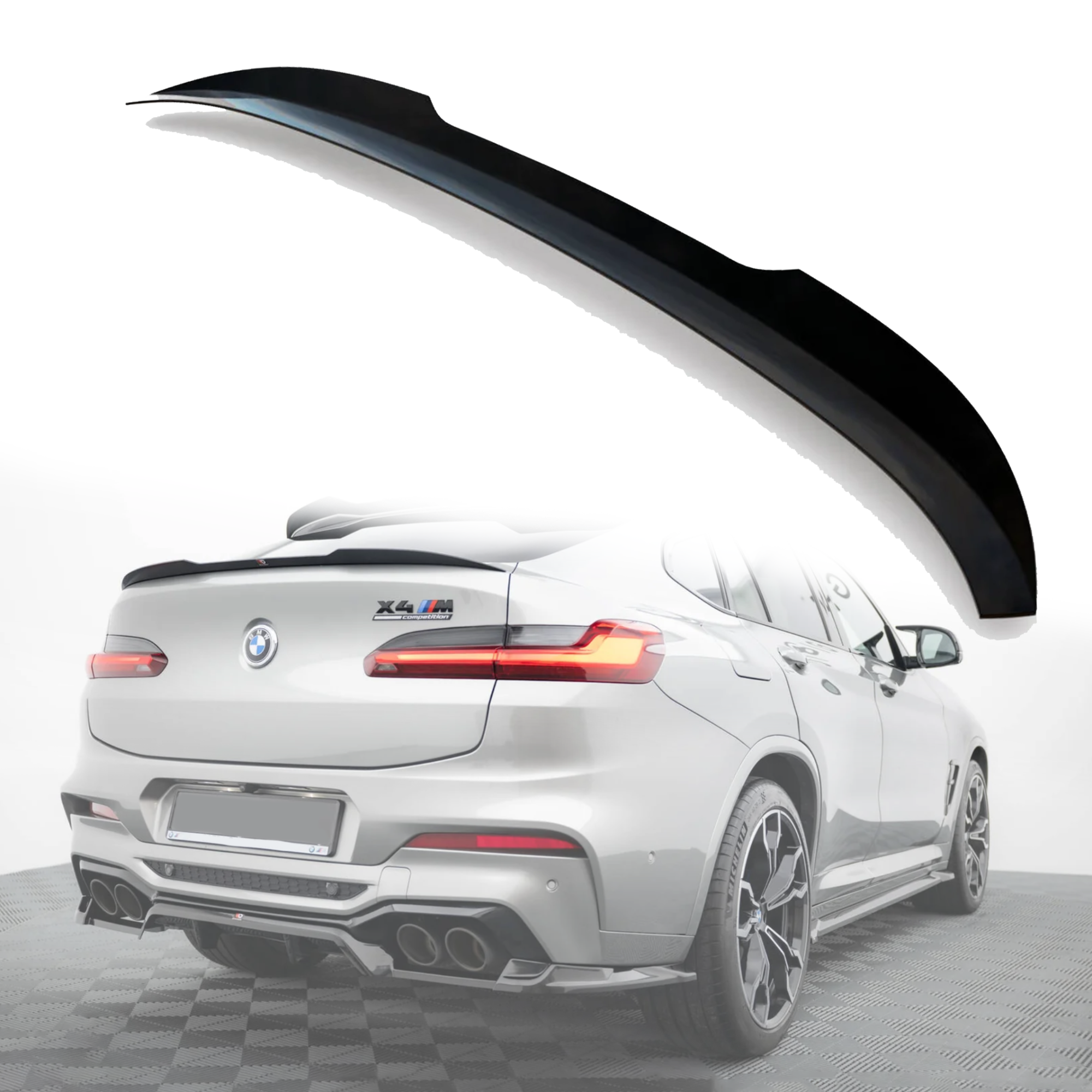 Заден лип спойлер за багажник на BMW X4 G02 (2019+), черен гланц