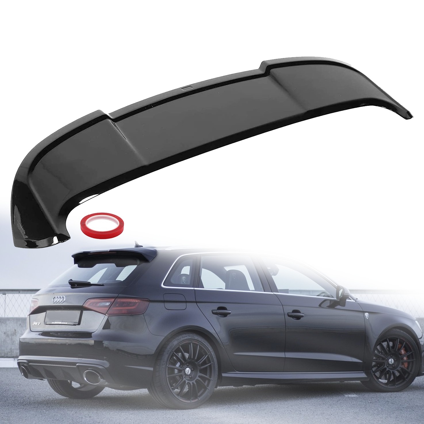 Заден спойлер за таван на Audi A3 8V HB style (2014-2020), черен гланц