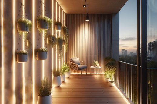 Идеи за декорация на балкона с LED ленти и осветление