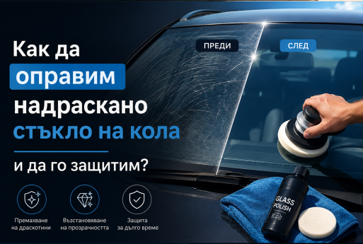 Как да оправим надраскано стъкло на кола и да го защитим?